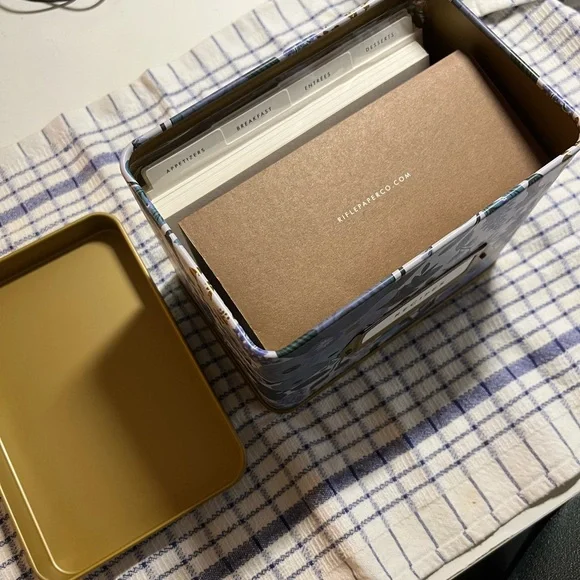 Rifle Paper Co Garden Party Blue and Gold Recipe Box NWOB - Picture 8 of 10